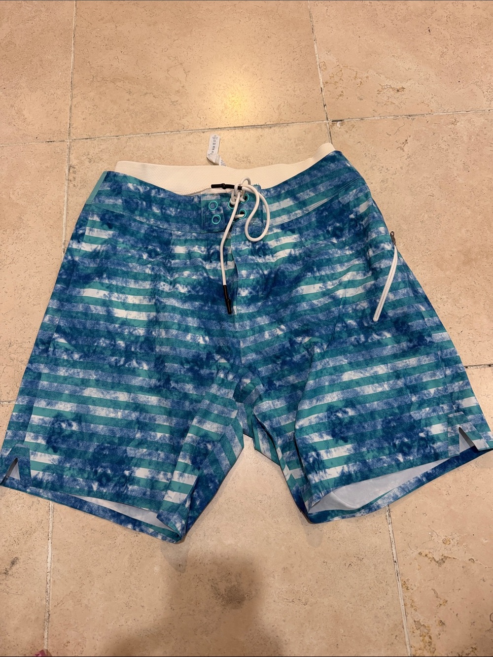 Men's Blue Striped Swim Shorts